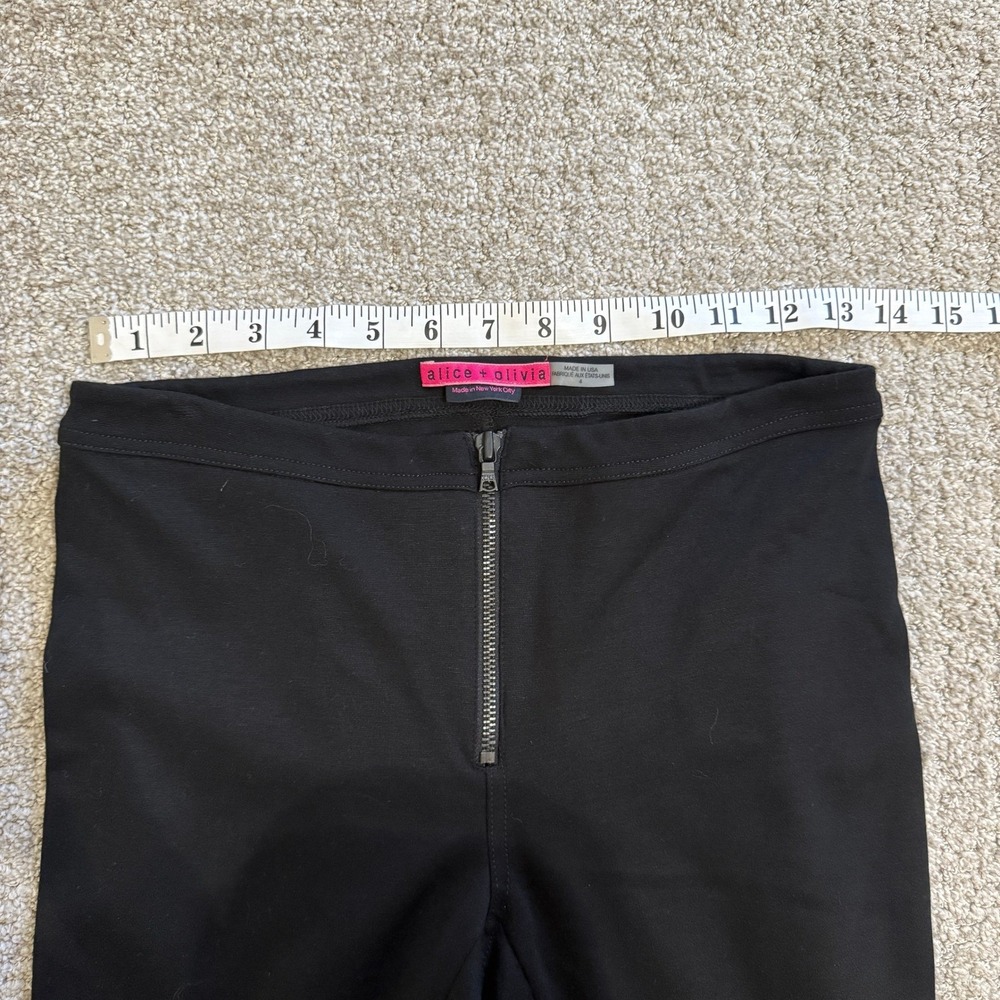 Alice + Olivia Black Ponte Legging Women's Size 4 Zip Front USA Made 90s - Picture 6 of 11